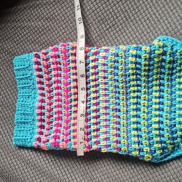 HANDMADE Homemade Small Dog Coat Sweater Crochet Moss Stitch Teal new - Picture 7 of 9